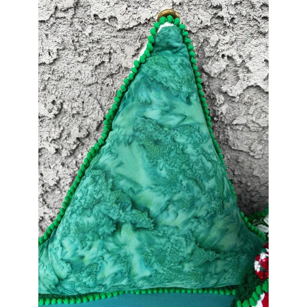 Reversible Handmade Tree Shaped Throw Pillow Set: Green Holiday Home Decor